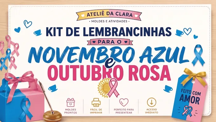 Super Kit Digital 2 em 1 de Outubro Rosa e Novembro Azul