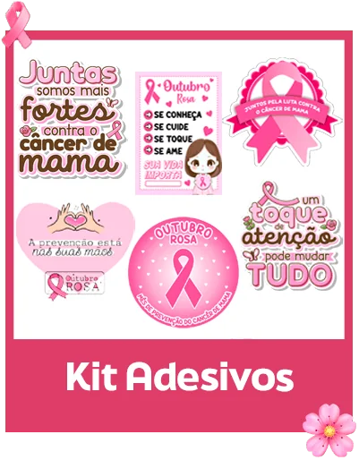Adesivos para Outubro Rosa