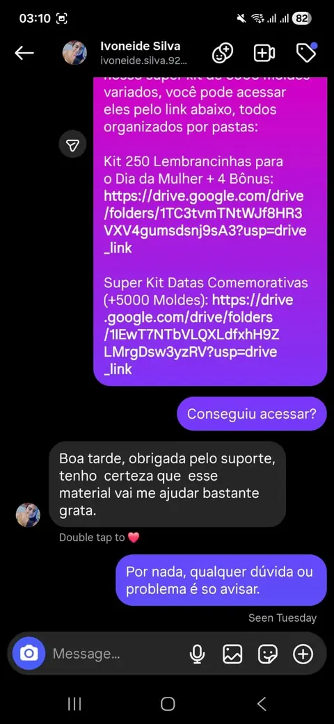 Print de depoimento real de cliente 1